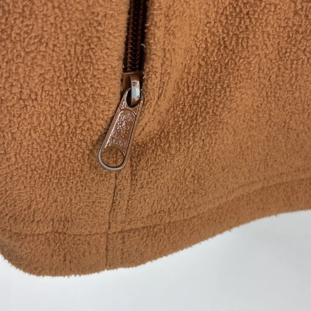Columbia Fleece Jacket Mens Large Brown Embroidery Full‎ Zip Pockets Vintage